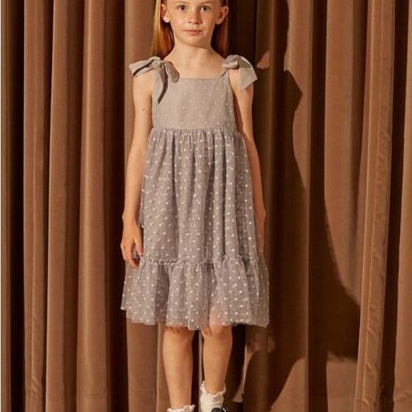 Maisonette Maison Me Polka Dot Gray Anja Tulle Dress “Dusty Blue” - Picture 11 of 12